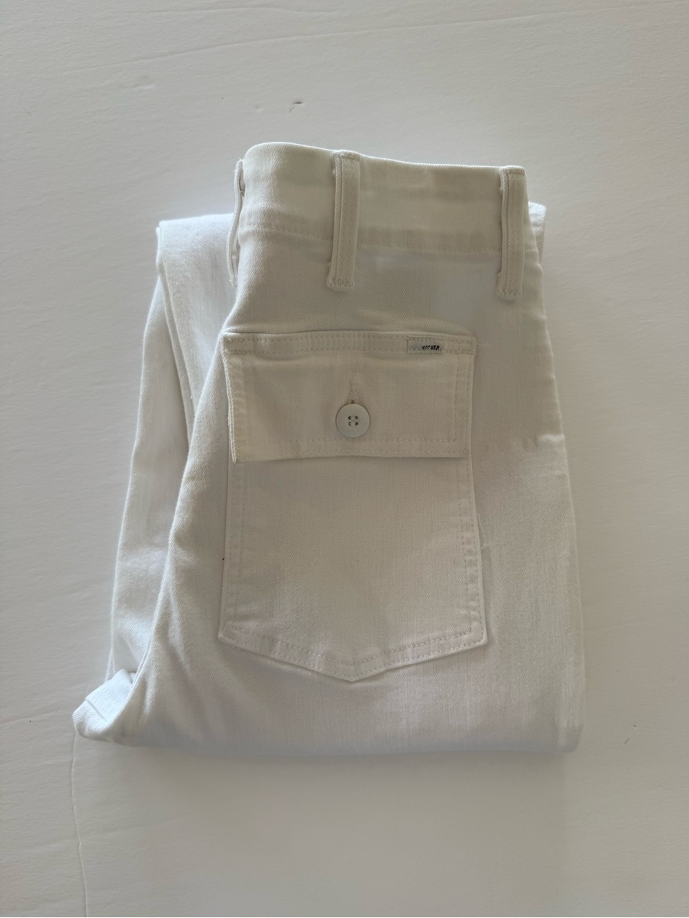 Mother The Private Ankle Fray Jeans White High Rise Patch Pocket Size 25 - Picture 14 of 14